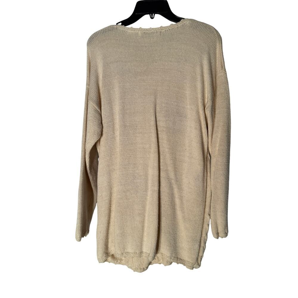 Vintage Carolyn Taylor Cream Sweater w/Mauve Embroidered Flowers Women's Size M - Picture 5 of 5